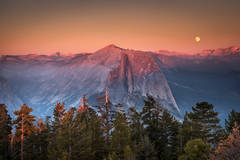 Half Dome Sunset and Moonrise