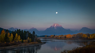 Moonset over Mt Moran