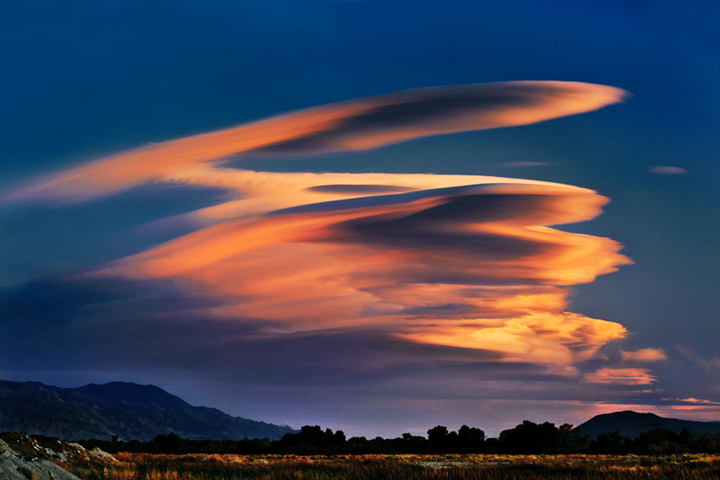 eastern sierra, sierra, lenticular clouds, clouds, bishop, sunset,  spring, ca, california,