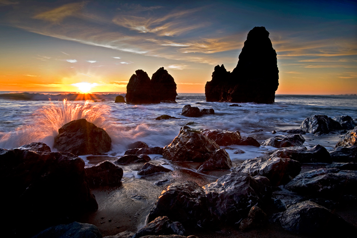 rodeo beach sea stacks at marin headlands