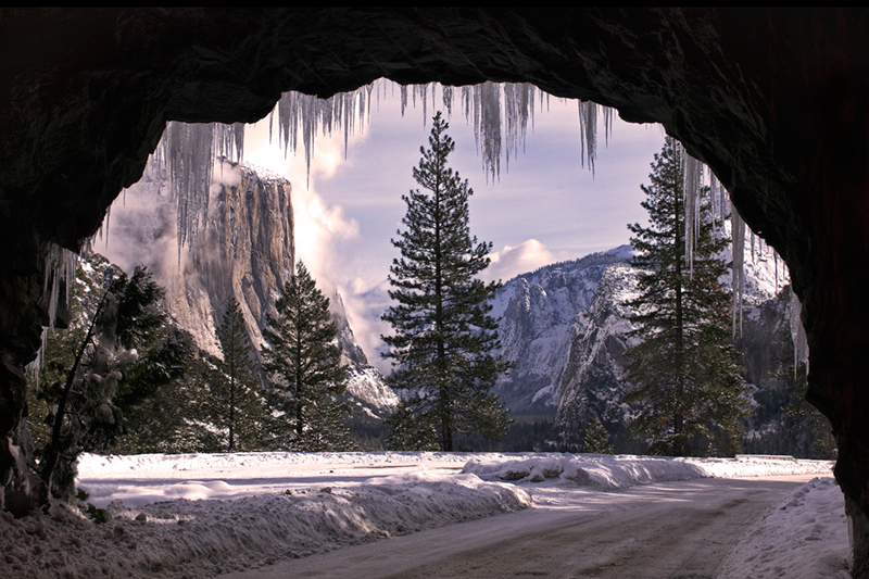 landscape, yosemite, tunnel view, bridalveil falls, winter, clearing storm, mountains, sierra, half dome, water, bridalveil falls...