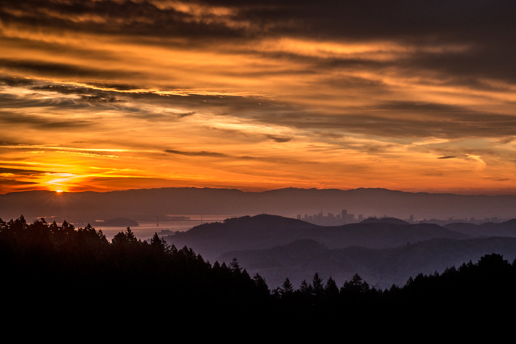 San Francisco Bay, San Francisco, California, CA, water, Mt Tamalpais, sunrise, clouds, bay area, dawn