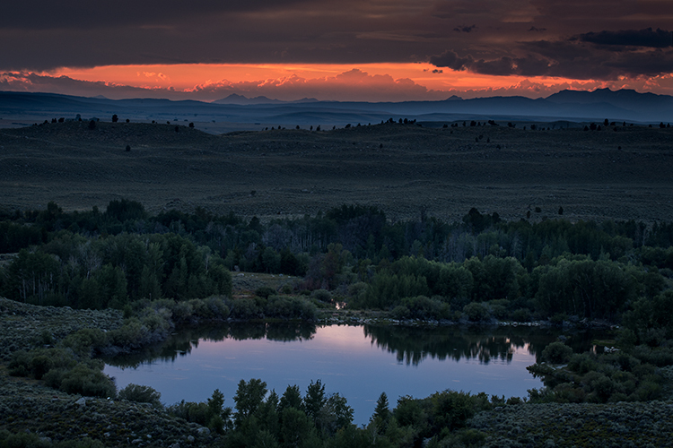 wind river mountains,ccc ponds,pinedale sunset,mountains,wy,wyoming, sunset, water, storm, clouds