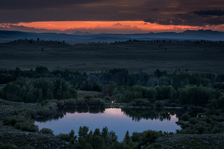 wind river mountains,ccc ponds,pinedale sunset,mountains,wy,wyoming, sunset, water, storm, clouds