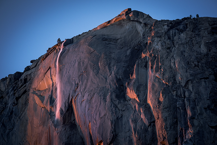yosemite, sierra, horsetail falls, mountains, sunset, water, california, ca, winter, national park