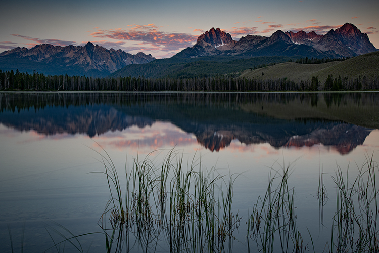 Id, idaho, sawtooth, mountains, water, lakes, sunrise, stanley, salmon river, little redfish, redfish lake