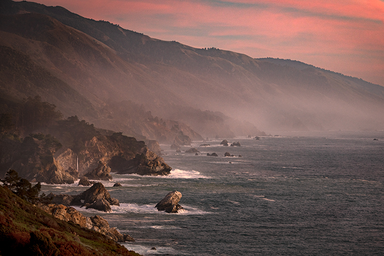 California, CA, water, beach, beaches, coast, coastline, rocks, sunrise, big sur, pfeifer, state, park, atmospherics, clouds...