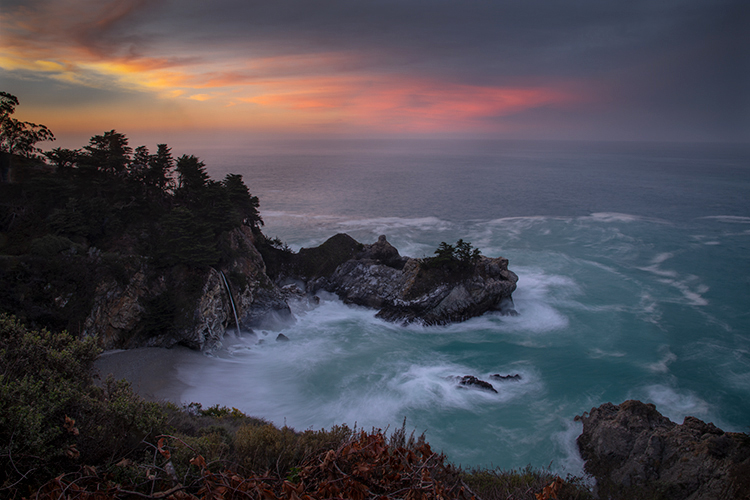 California, Big Sur, mcway falls, coast, waves, central coast, julia pfeiffer, pacific, ocean, west coast, sunrise, sunset, waterfall...