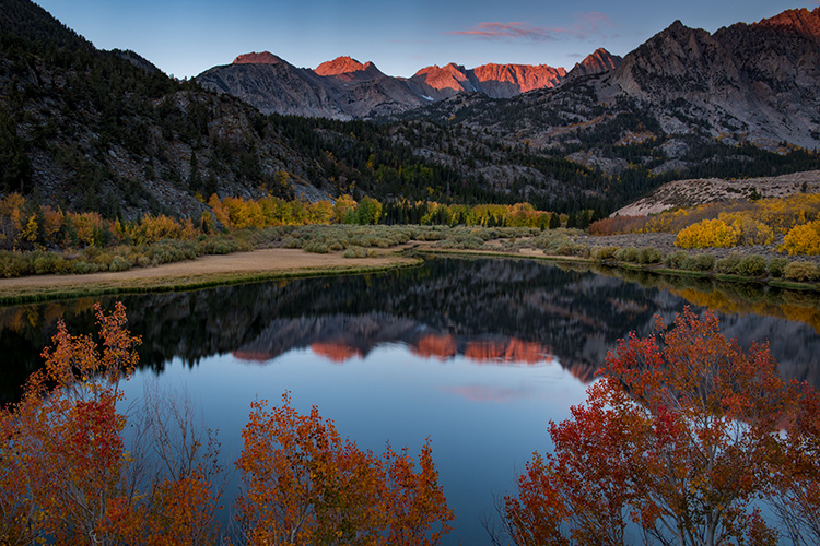 eastern sierra, sierra, aspens,  bishop creek, north lake, fall, ca, california, trees, water, mountains, reflection, fall colors...