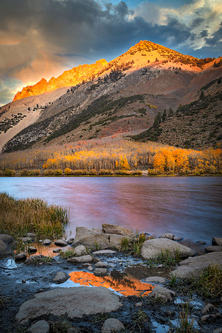 sierra, mountains, north lake, lakes, water, fall sunrise, clouds, colors, ca, reflections, vertical