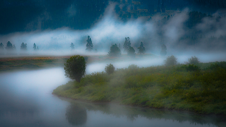 grand teton national park, tetons, snake river, snake, river, mountains, trees, water, color, aspens, clouds, fog, dawn, atmospherics...