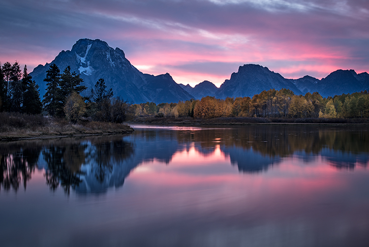 mountains, Wyoming, wy, Tetons, Grand Teton Park, landscape, Fall, trees, aspens, fall color, jackson, oxbow bend, sunset, snake...