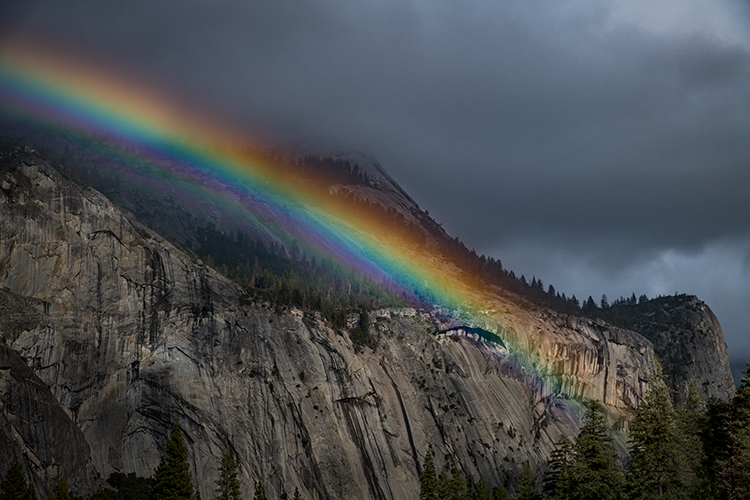 yosemite, valley, mountains, sierra, trees, sunrise, light, ca, california, water, trees, flora, winter, north dome, rainbow...