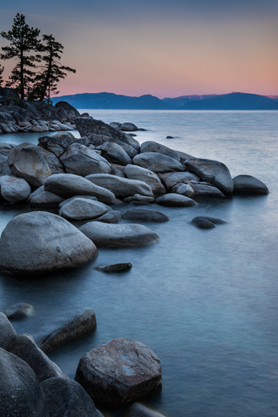 sierra, mountains, rocks, lake tahoe, tahoe, landscape, water, north shore, sunrise, dawn,