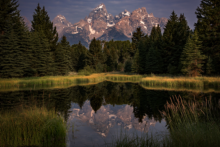 grand teton national park, tetons, snake river, snake, river, mountains, trees, water, color, aspens, sunset, moon, clouds, schwabaker...