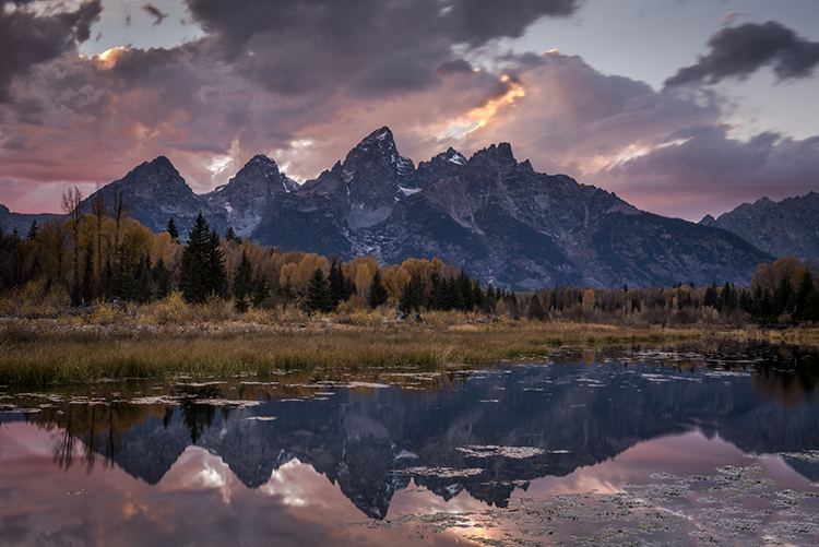 mountains, Wyoming, wy, Tetons, Grand Teton Park, landscape, Fall, trees, aspens, fall color, jackson, schwa baker landing, sunset...