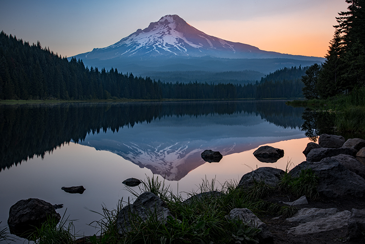 mt hood, cascades, mountains, flora, sunrise, trillium lake, columbia gorge