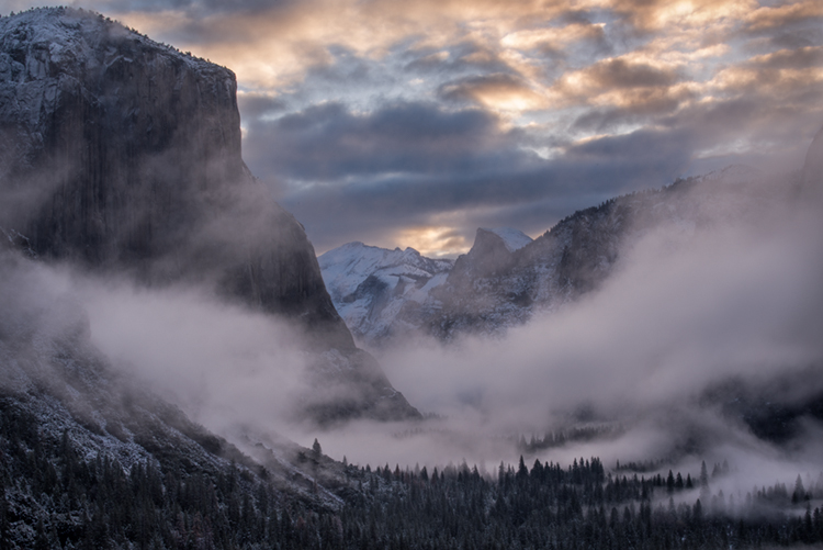 yosemite, national park, park, trees, snow, fog, sierra, california, ca, spring, merced, river, water, sunrise, half dome, tunnel...